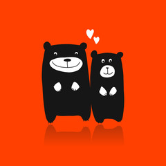 Funny bears family, sketch for your design