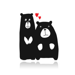 Funny bears family, sketch for your design