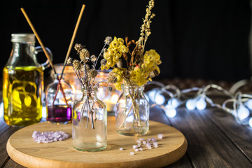 Aroma herbs in bottles