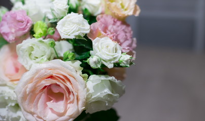 Flowers, white and pink roses, close up