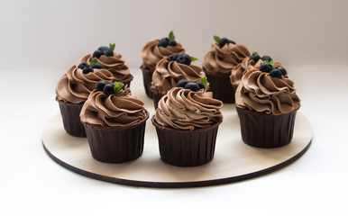 chocolate cakes with blueberries