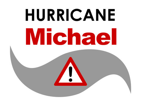 A graphic illustration of Hurricane Michael with text. Hurricane Michael was a tropical storm that formed in October 2018 in the Atlantic Ocean, that approached Florida in the United States.