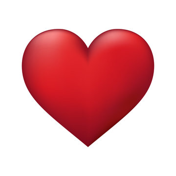 vector realistic red heart on white background
