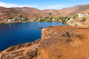 Abandoned mines in the picturesque village of Megalo Livadi. Serifos island, Greece