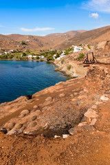 Fototapeta na wymiar The area of Megalo Livadi and remains of mines. Serifos island, Greece