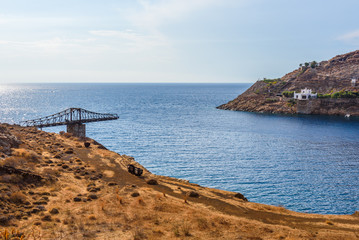 Obraz premium The area of Megalo Livadi and remains of mine bridge. Serifos island, Greece