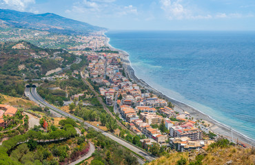 Fototapeta na wymiar Panoramic view from Forza d'Agrò. Province of Messina, Sicily, southern Italy.