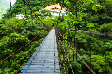 Bridge at he Changchun Trail at Taroko Gorge National Park in Taiwan