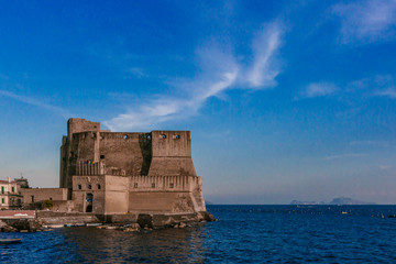 Ovo Castle in Naples, Italy at Dusk