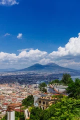 Fotobehang Luchtfoto van de stad Napels, Italië en de Vesuvius © Mark Zhu