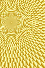 Abstract Spiral Golden Pattern with Honeycombs. Cellular Spiral Texture.