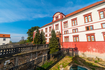 Entrance to baroque castle in Zakupy, Doksy region, Czech republic