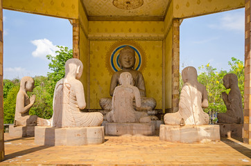 Statues of monks in one of the shrines in the Buddhist Center in Oudong, Cambodia’s former capital