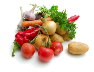 A set of vegetables collected from garden beds