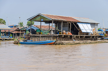 Fototapeta na wymiar Floating village on the Tonle Sap Lake in Cambodia