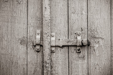 photo of the old door. Image in black and white color style