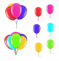 Set of colorful balloons on white background. Vector illustration. EPS10.