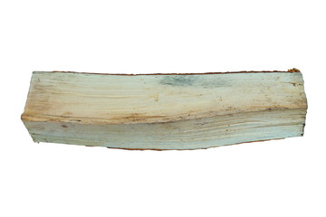 Birch wood log. Close-up. Isolated object on white background. Isolate.