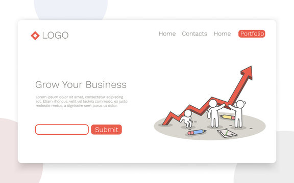 Grow your business. Teamwork and success concept. Landing page concept. Vector illustration