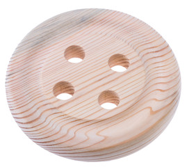 big wooden button isolated on a white background