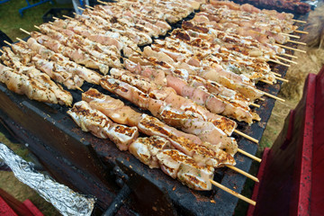 Barbecue Chicken Kebabs Grill