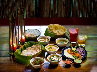 Colourful and delicious traditional indian ayurvedic food fusion finger foods