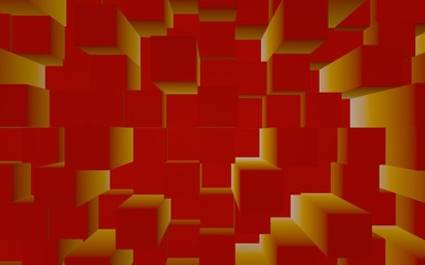 Abstract red elegant cube geometric background. Chaotically advanced rectangular bars. 3D Rendering, 3D illustration
