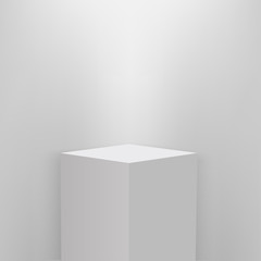 Product presentation podium, white stage, Empty white pedestal, blank template mockup. vector