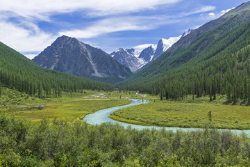 The valley of the Shavla river. Altai Mountains, Russia.