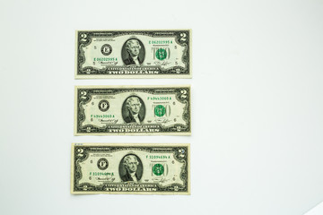 United States Currency Cash Money on White Background