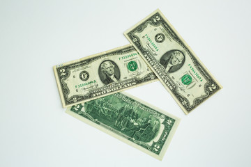 United States Currency Cash Money on White Background