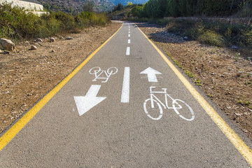 Fototapeta premium Bicycle sign on the road used for pedestrian crossing