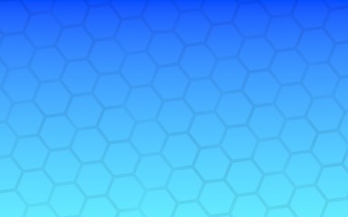 Obraz premium Translucent honeycomb on a gradient blue sky background. Perspective view on polygon look like honeycomb. Isometric geometry. 3D illustration