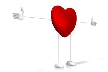 3D heart cartoon character