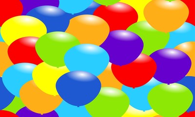 Rainbow color balloons. Happy greeting seamless background. Celebration Vector illustration.