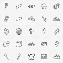 Bakery line icon set with hot dog, lollipop and brownie - 226885537