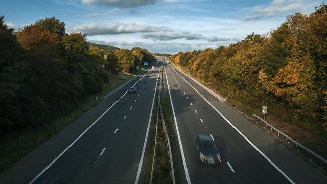 Vehicles in Motion on Busy Rural Motorway, Time Lapse