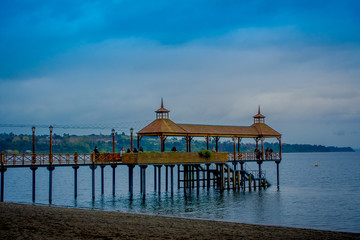 Beautiful view of pier at Llanquihue lake, Frutillar Bajo, Chile