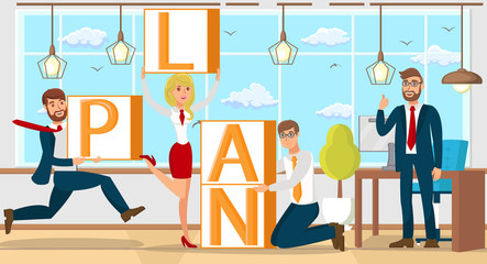 Plan in Startup Teamwork. Vector Flat Illustration