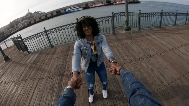 Couple spin each other in San Francisco, POV