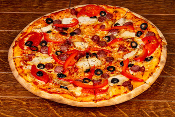 Pizza with sausages