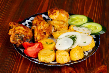 Roasted chicken with potato