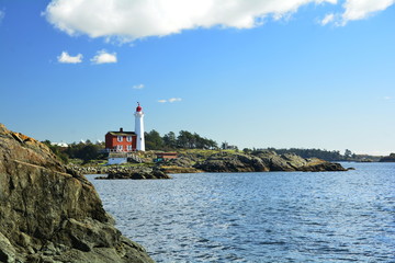Obraz premium Fisgard lighthouse at Fort Rodd Hill in Victoria BC,Canada
