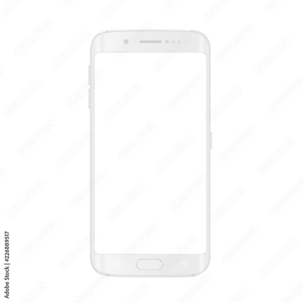 Poster soft white realistic new generation of modern vector smartphone. realistic phone template for insert