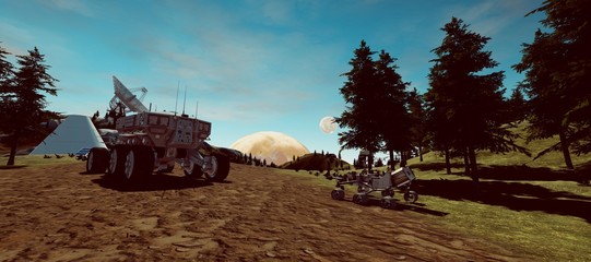 Obraz premium Extremely detailed and realistic high resolution 3d illustration of an earth like exoplanet. Elements of this imare are furnished by Nasa.