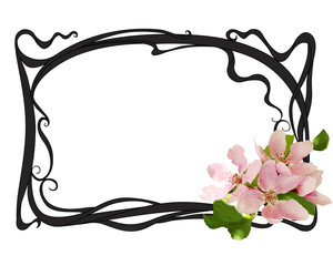 art nouveay frame with spring flowers