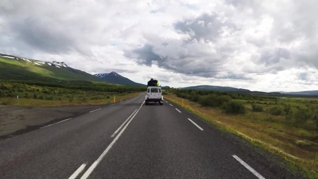 Driving in remote Iceland landscape, POV