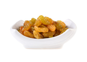 Sweet raisins on white background