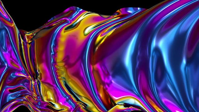 3d render, iridescent holographic foil background, textile, fabric, abstract fashion background, waving cloth, ripples, ultraviolet spectrum