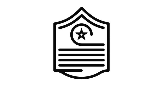 Military rank line icon motion graphic animation with alpha channel.